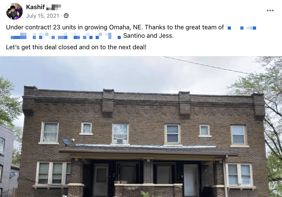 Kashif: 23 units under contract in Omaha, NE