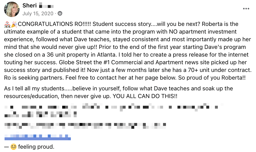 Sheri: student success, 36 units closed, later 70+ units under contract